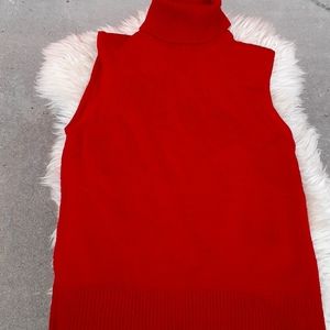 VALERIE Stevens Red ❤ Turtleneck Wool  sleeveless Petite PS